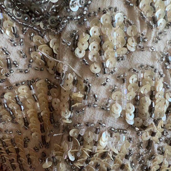 Vintage Sue Wong Silver/Cream Beaded Detail Midi-Dress - Picture 5 of 10